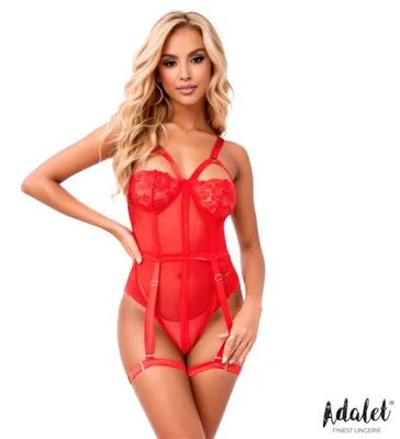 Immagine prodotto di ADALET LINGERIE Body rosso trasparente con reggicalze