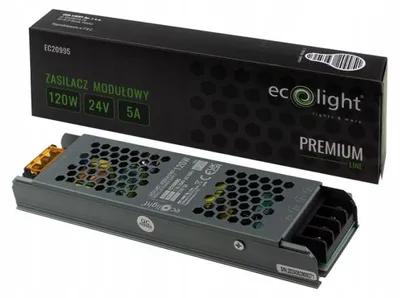 Obrázok produktu pre Led Napájací Zdroj 120W 24V 5A Modulárny Štíhly Ip20 Premium Pre Pásky Svietidiel