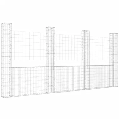 Produktbild von Gabionenkorb U-Form mit 4 Säulen Eisen 380x20x200 cm