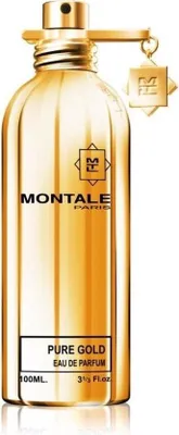 A close-up studio shot of a Montale Pure Gold Eau de Parfum bottle.