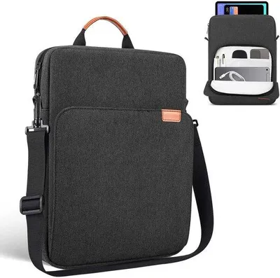 Immagine prodotto di Custodia per tablet con tracolla, per tablet fino a 13 pollici, nera e grigia.