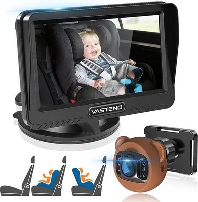 Produktbild von Babyspiegel-Autokamera 1080P, 4,5-Zoll-HD-Spiegel-Baby-Auto-Rücksitzmonitor 150 ° Weitwinkel, Nachtsicht-Autospiegelanzeige, Sicherheits-Autositzspiegel, einfache Beobachtung der Babybewegung