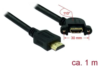 Produktbild von DeLOCK HDMI A, 1m, 1 m, HDMI Typ A (Standard), HDMI Typ A (Standard), Schwarz