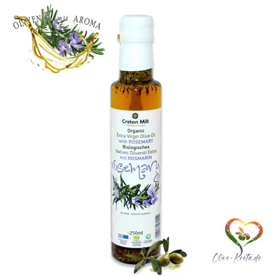 Produktbild von CRETAN MILL 15862 Organic Olivenöl mit Kräuteraroma ROSMARIN 250ml Flasche