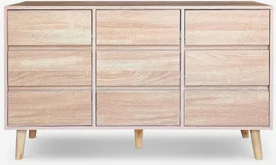 Image de Commode en bois pour le salon 9 tiroirs 120x40x72cm Vudan