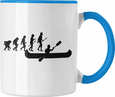 Produktbild von Trendation - Kajak Kanu Tasse Geschenk Kanu-Fahrer Geschenkidee Evolution Geburtstag Überraschung (Blau)