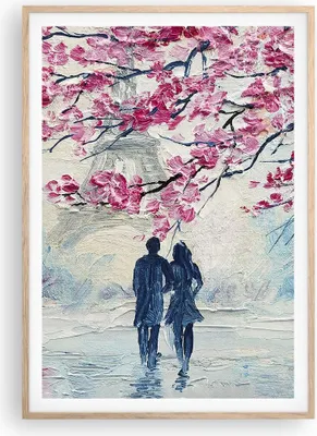 Produktbild von Gerahmtes Poster - Rahmen in heller Eiche - Paar Paris Baum - 70x100 cm - Wand Bild - Wanddeko - Wandbilder - Wandposter - Bilderrahmen - Bilder - Kunstdruck - Wandbild - P2NPA70x100-4211