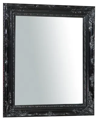 Wandspiegel Vintage 66x76 cm Massivholz schwarz rechteckig