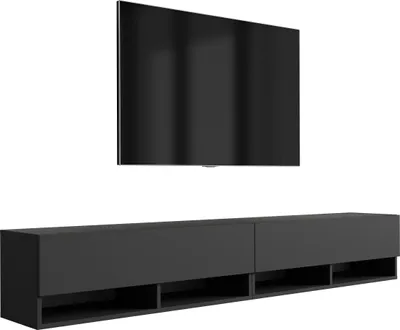 Produktbild von TV-Lowboard 200 (2 x 100) cm Mattschwarz, 200 × 32 × 34 cm