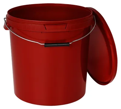 Image de BenBow Seau avec couvercle 20L x1 rouge - qualité alimentaire, stable, hermétique, anti-fuite, inodore - seau en plastique avec anse - vide
