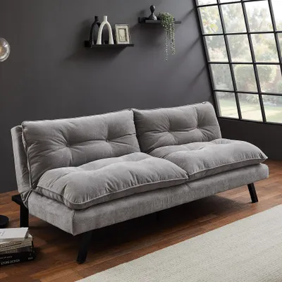 Produktbild von riess-ambiente Schlafsofa COCOONING 190cm grau Chenille Chenillestoff 3-Sitzer Couch modern