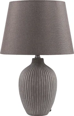 Produktbild von BELIANI Tischlampe Braun Keramik 52 cm Stoffschirm Kegelform Lampenfuß Vasenform Kabel mit Schalter Retro-Stil Schlafzimmer Wohnzimmer Flur Diele