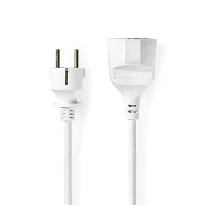 Obrázek produktu pro Prodlužovací kabel M - F | Typ F (CEE 7/7) | Uzemněný konektor | 10,0 m | 3680 W | 250 V AC 50/60 Hz | Typ uzemnění: Boční konektor | Úhel patice: 90° | H05VV-F 3G1.5 | Výstupní konektor zařízení: 1 | Bílý