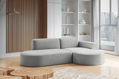 Produktbild von Kaiser Möbel Modernes L-förmiges Designer-Ecksofa Modena Falten Grau Rechts