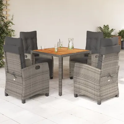 Produktbild von Möbel 5-tlg. Garten-Essgruppe mit Kissen Grau Poly Rattan 2024