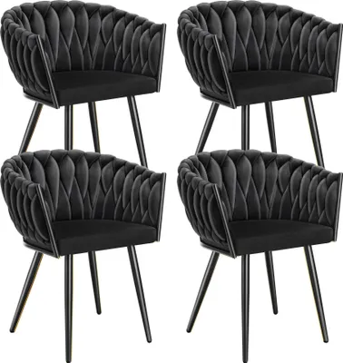 Produktbild von tectake® Set Esszimmerstuhl Astano gepolstert, mit Samtbezug, Knotendesign 60,5 x 55 x 75 cm