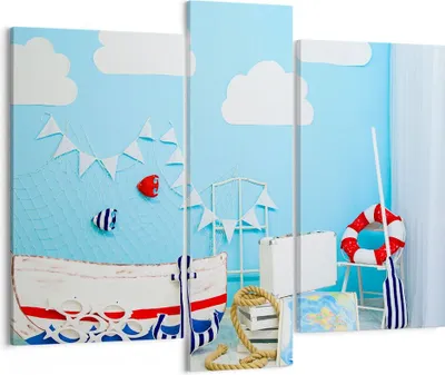 Produktbild von Bild auf Leinwand - Leinwandbild - Boot Anker Wolken Junge - 95x80cm - Wand Bild - Wanddeko - Leinwanddruck - Bilder - Kunstdruck - Wanddekoration - Leinwand bilder - Wandkunst - CB95x80-2940