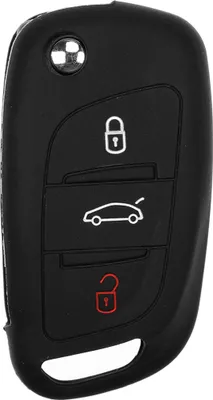 Produktbild von Auto Schlüssel Hülle Silikon Schutz Cover Schwarz kompatibel mit Citroen Berlingo C4 DS3 DS4 DS5 DS6 3 Tasten Klappschlüssel