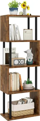 Productafbeelding van Boekenkast 6 niveaus, 155,5 cmhoog, rustiek bruin, hout, voor woonkamer