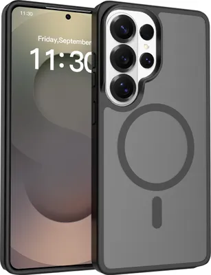 Image de Coque magnétique pour Samsung Galaxy S26 Ultra, compatible avec MagSafe, dos mat translucide, coque de protection antichoc, noir