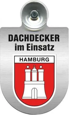 Produktbild von Einsatzschild Windschutzscheibe incl. Saugnapf - Dachdecker im Einsatz - 309463-  incl. Regionen nach Wahl Color - Region Hamburg