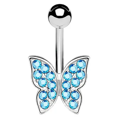 Produktbild von Taffstyle Bauchnabelpiercing Bauchnabelpiercing Banane Stecker Kristall Schmetterling, Aqua