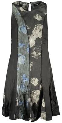 Produktbild von Stylisches Schwarzes Damenkleid mit Muster und Kontrastdetails