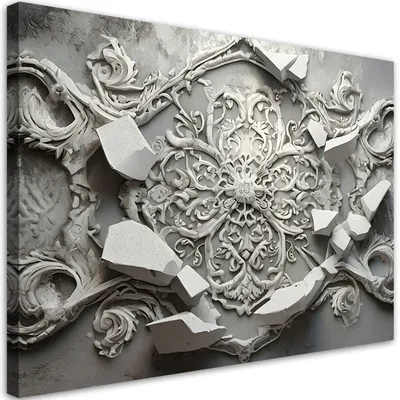 Produktbild von Leinwandbild Graue 3D-Abstraktion 120x80 Feeby Silber bild für die wand bereit zum aufhängen