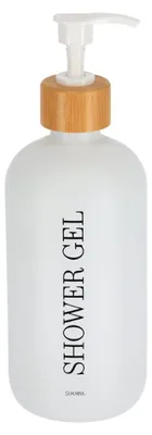 Produktbild von Duschgelspender aus glas/bambus 500ml - matt weiss - Tendance