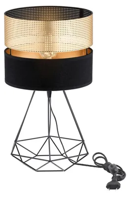 Produktbild von KAR-LIGHTING Tischlampe 1-flammig Schwarz‑Gold Metall für Schlafzimmer & Wohnzimmer, E27, elegante Nachttischleuchte