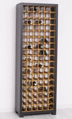 Immagine prodotto di Casa Padrino mobile da vino in legno massiccio nero/naturale 68 x 35 x h. 200 cm - Portabottiglie in legno massiccio in stile country - Mobili bar in legno massiccio - Mobili bar in stile country