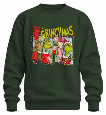 Image de Joyeux Noël Grinch, pull de Noël "Ugly Christmas Sweater" avec le motif du Grinch, vert bouteille, taille XXL