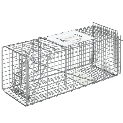 Image de Outsunny Piège vivant piège cage de capture pliante pour petits animaux type rat et souris - 2 portes + poignée - 66 x 24 x 30 cm - acier gris