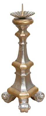 Image de Support à bougies en bois, modèle Biscottini, dimensions : L 13,5 x P 13,5 x H 29,5 cm - Porte-bougies en bois