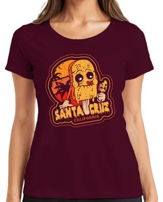 Produktbild von Santa Cruz California Skull Totenkopf Eis Popsicle Sommer Beach Damen T-Shirt, Burgundy, M