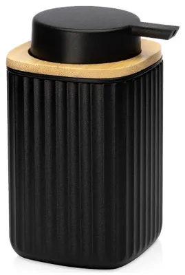 Produktbild von Vilde | Seifenspender 300 ml - Schwarz/Bambus - Geriffelt - Spülmittelspender