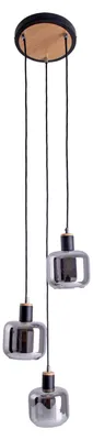 Produktbild von Pendelleuchten - 3er Deckenleuchte "FUMOSO", Hängelampe im Retro Style, aus Metall und Glas in schwarz, 120 cm hoch, Ø 20 cm, E14-Fassung