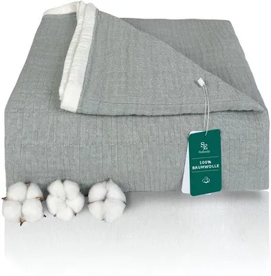 Produktbild von Weiches 4-lagiges Kuscheldecke 100% Baumwolle, 200x230cm Türkis