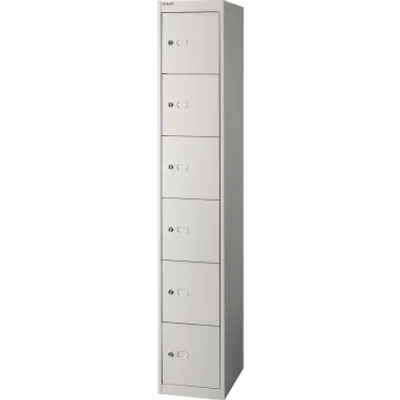 Produktbild von BISLEY Schließfachschrank verkehrsweiß CLK186696, 6 Schließfächer 30,5 x 45,7 x 180,2 cm