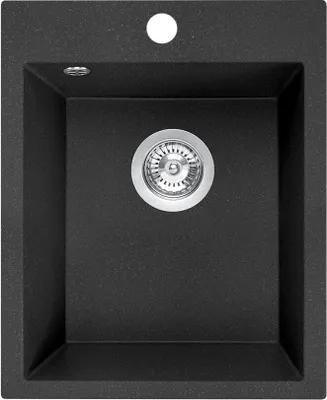 Produktbild von BADLAND Spülbecken Granitspüle Einzelbecken Chichi 48x39 Schwarz | Siphon im SET!
