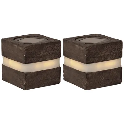 Produktbild von LED-Solar-Dekoration 'Stonecube', 2 Stück, grau