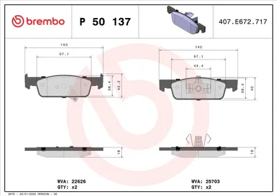 Produktbild von BREMBO Bremsbeläge Satz Vorne für SMART FORTWO Coupe (453) P 50 137
