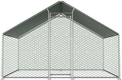 Imagen del producto de Gallinero con zona de esparcimiento, recinto para animales pequeños, jaula de metal de 3x2x2 metros con cerradura de seguridad, techo de polietileno impermeable, ideal para gallinas, conejos, patos y otros animales pequeños