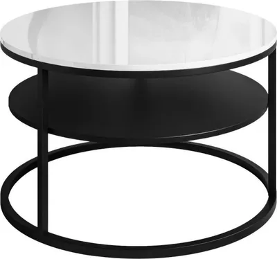 Produktbild von CIRI runder Couchtisch mit Ablage hochglanz, Schwarz / Weiß hochglanz