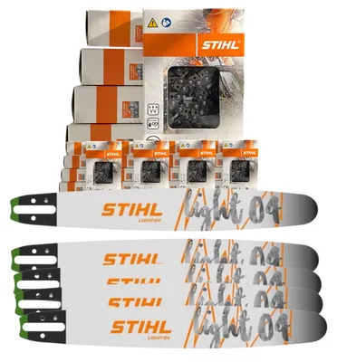 Produktbild von 20 Stück Stihl Sägekette 3/8P 1.3 mm 50 TG + 5 Stihl Führungsschiene Light 04, 35 cm 30050004809