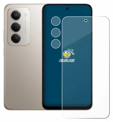 A smartphone and a screen protector are shown against a white background.