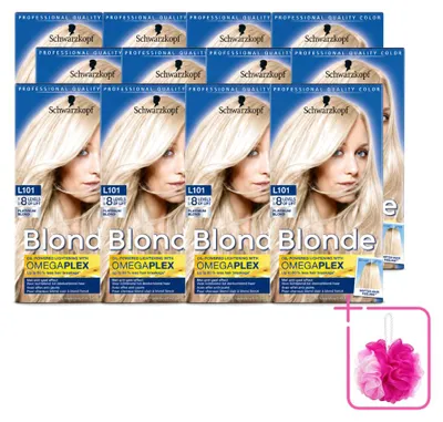 Imagen del producto de 12 unidades de Schwarzkopf Blonde L101, decolorante rubio platino, pack económico