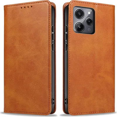 Produktbild von Handyhülle für Xiaomi Redmi 12 Kunstleder Flip Cover Hülle Handytasche Case Kartenfach Farbe: Hellbraun