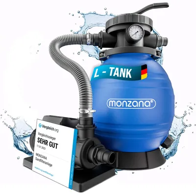 Immagine prodotto di MONZANA® Filtro Acqua per Piscina SF102K 10.200 L/h Fino a 35.000L Palline Filtranti 1000gr Incl. Valvola a 7 Vie Adattatore 2in1 Ø32-38mm Pompa di Filtraggio 450W Filtri Piscine Pompe Filtranti