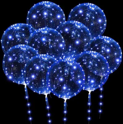 Zdjęcie produktu dla Łańcuchy świetlne LED – 10 sztuk – przezroczyste balony do samodzielnego montażu – długość 61 cm – Walentynki, Boże Narodzenie.